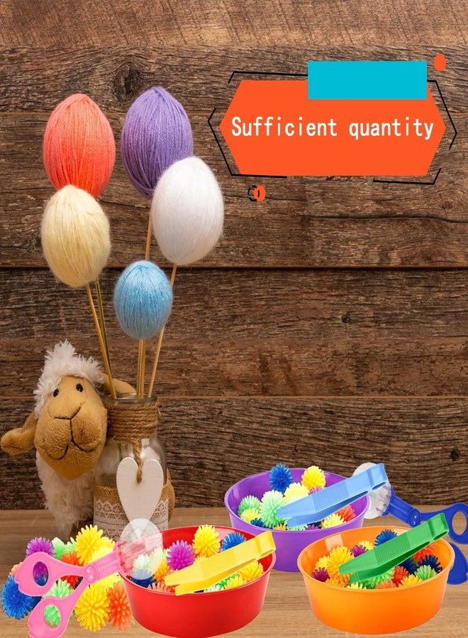 Feradny 141 Pieces Fine Motor Toy Counting Sorting Sensory Bin Filler Include 6 Colorful Sorting Cup 10 Tweezers 5 Bear Ball Clip 120 Hedge Balls for Kid Early Skill Education - Image 4